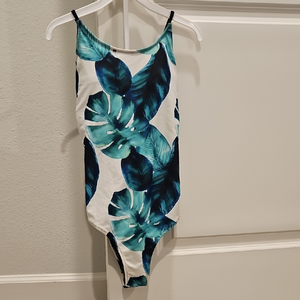 Tropical Leaf Print Swimsuit